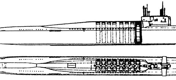 USSR submarine Project 667BD [Delta II class Murena-M SSBN Submarine] - drawings, dimensions, pictures